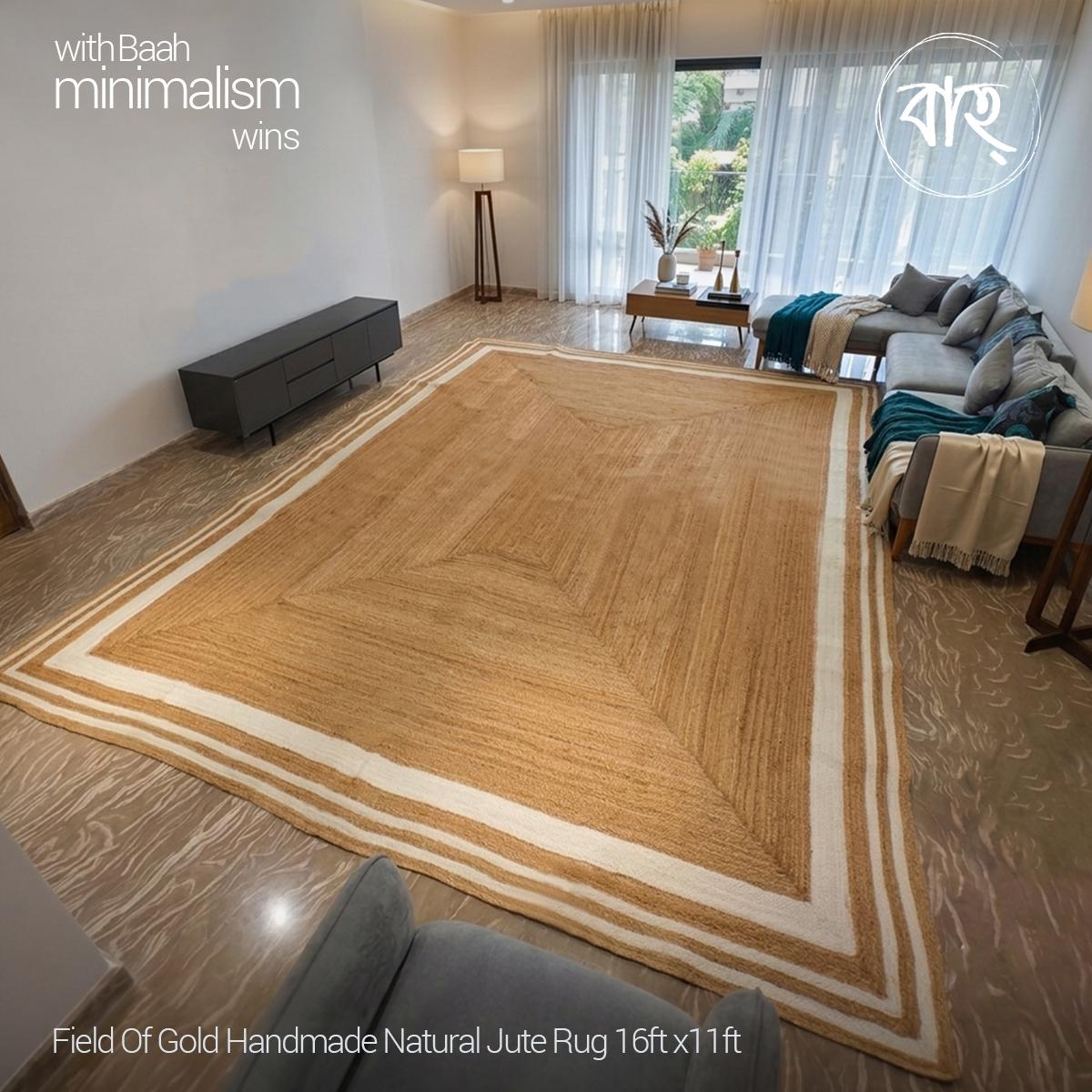 Field Of Gold Handmade Natural Jute Rug Large 
